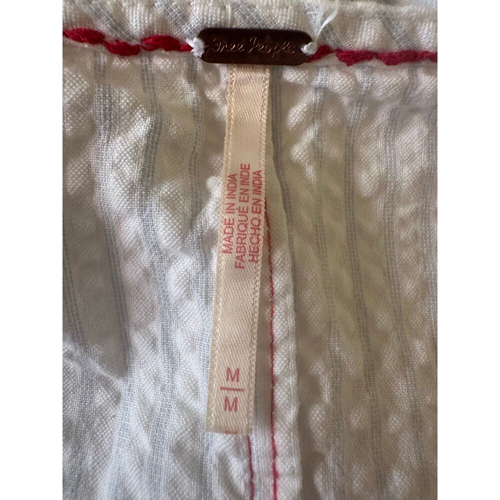 Free People Embroidered Cottage Bohemian Seersucker Saugatuck Midi Dress Medium - Picture 8 of 13